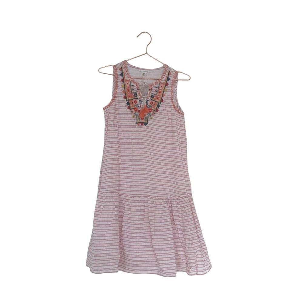 beachlunchlounge Pink Striped Dress with Embroidered Neckline Daphne rose